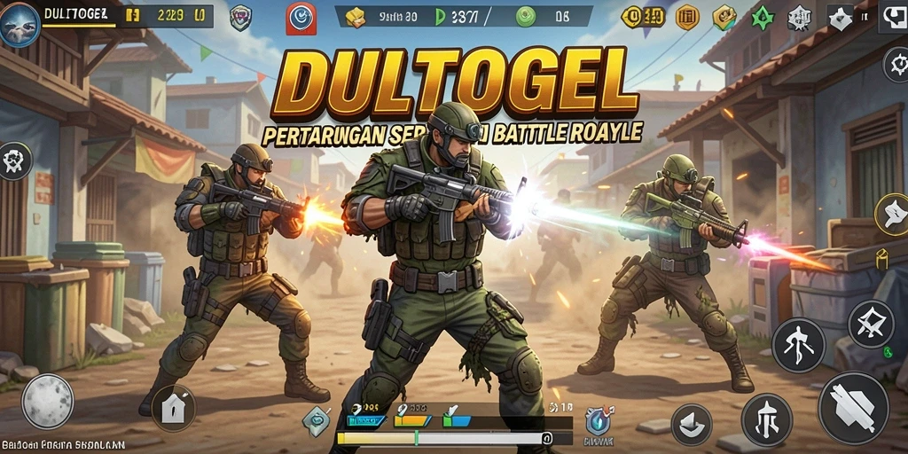 Tampilan menegangkan dari battle royale DULTOGEL, siap untuk pertempuran.