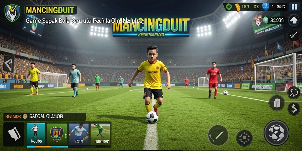 Screenshot gameplay <strong>MANCINGDUIT</strong> yang menampilkan pertandingan sepak bola seru.