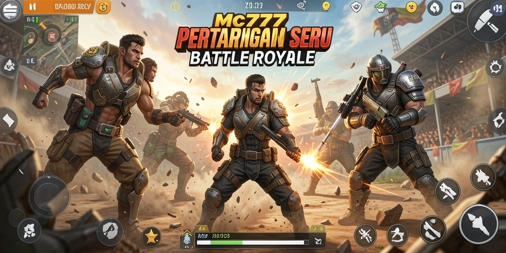 Tangkapan layar dari gameplay seru MC777 dalam pertandingan Battle Royale.