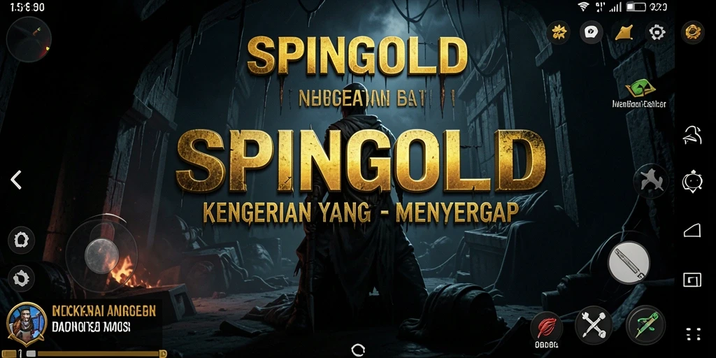 Screenshot gameplay SPINGOLD yang menampilkan suasana mencekam dan monster menyeramkan.