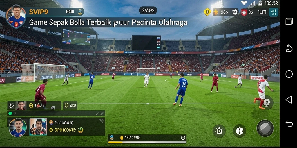 Screenshot gameplay SVIP9 menampilkan aksi seru dalam permainan sepak bola.